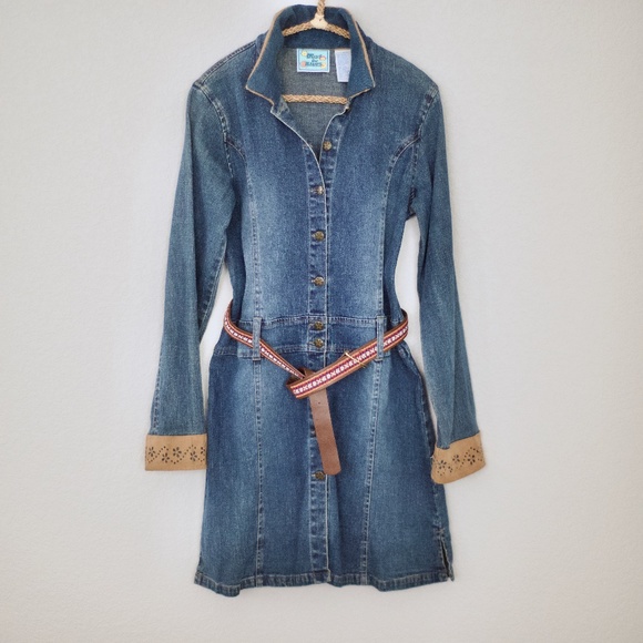 Rare Girl's Y2K Just in Blues Denim Dress Coat 14/16 - Picture 2 of 10